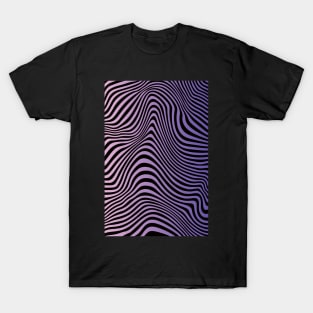 Purple Liquid Marble Wave Lines Op Art Abstract T-Shirt